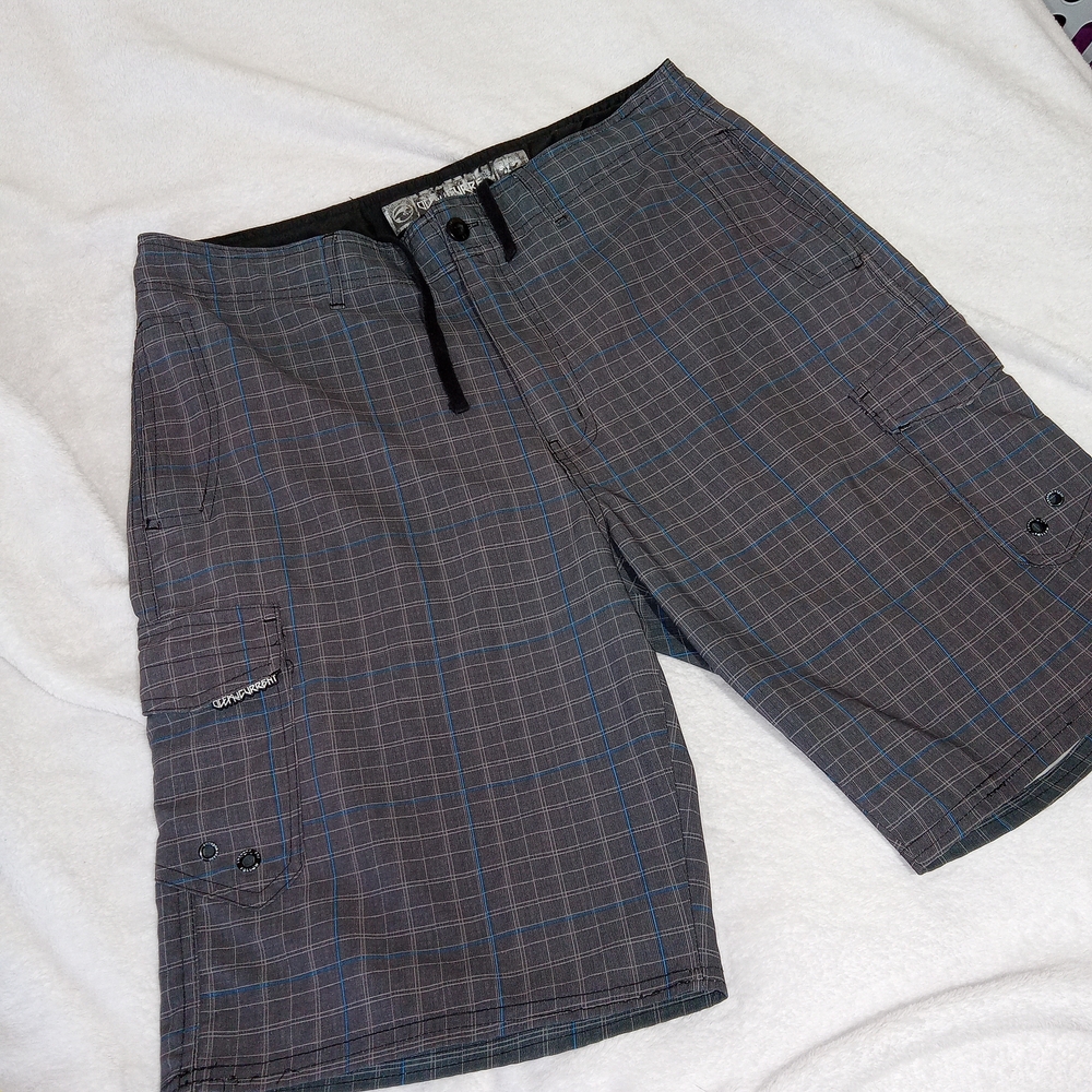 Ocean Current Men's Hybrid Cargo Quickdry Lightweight Stretch Blue Shorts Sz 32